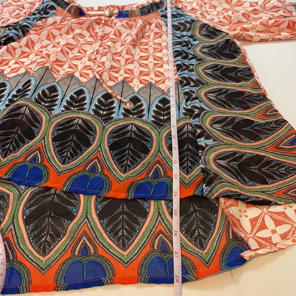 fig & flower-Anthropologie Boho Bright Multicolored Mixed Media Blouse Size Med - Picture 12 of 12